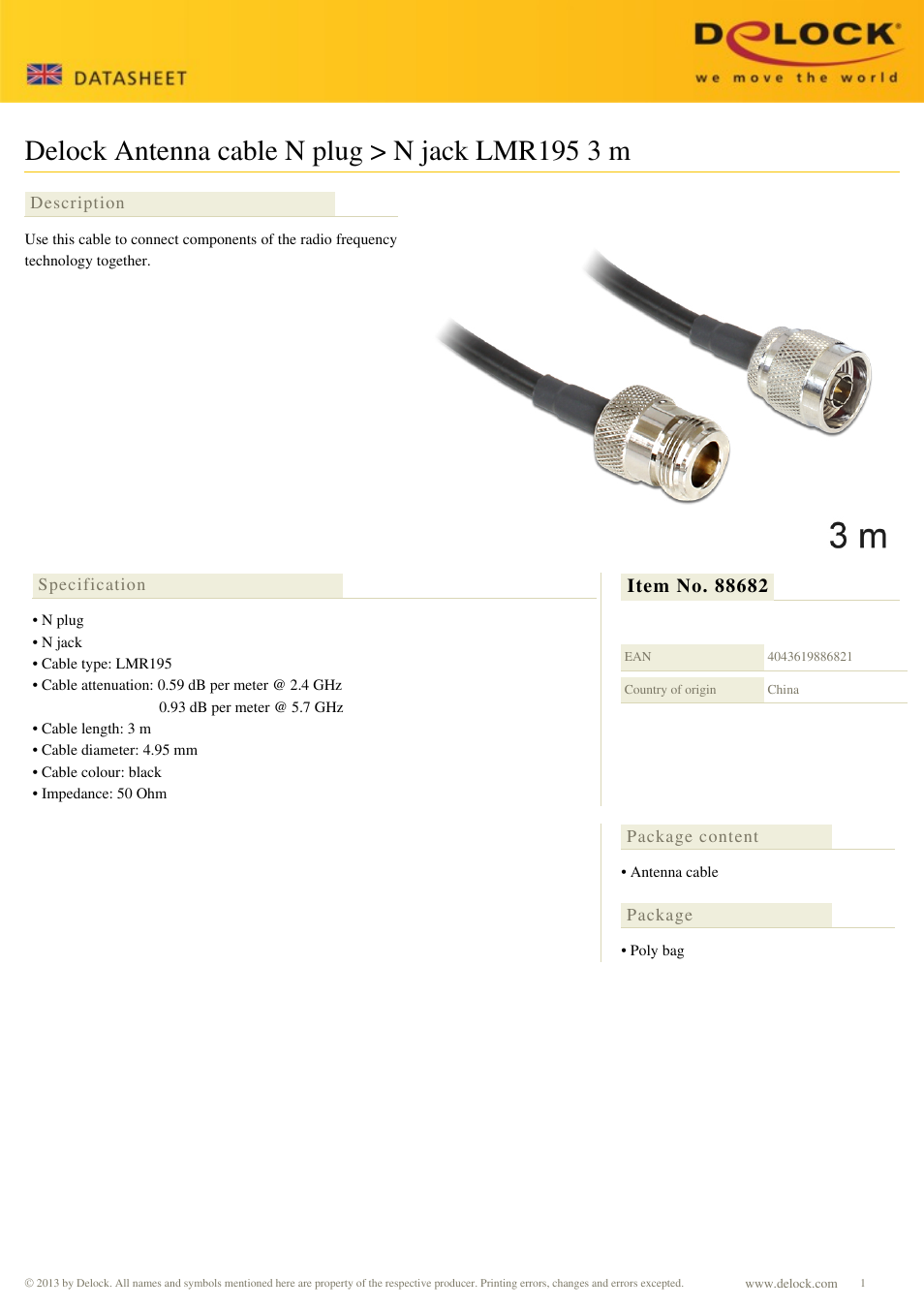 DeLOCK 88682 User Manual | 1 page