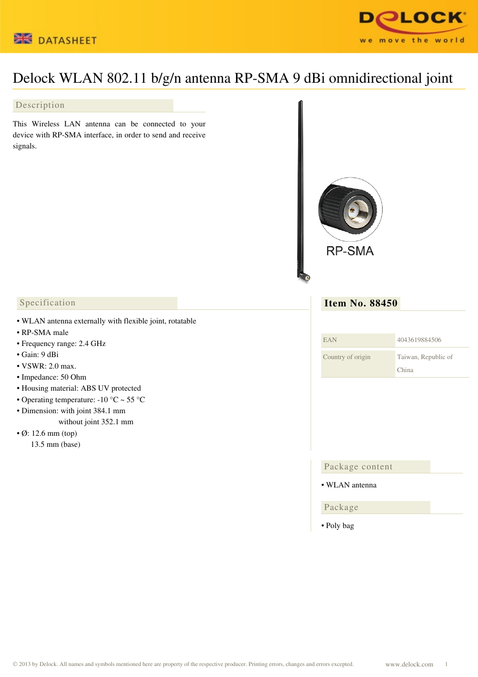 DeLOCK 88450 User Manual | 1 page