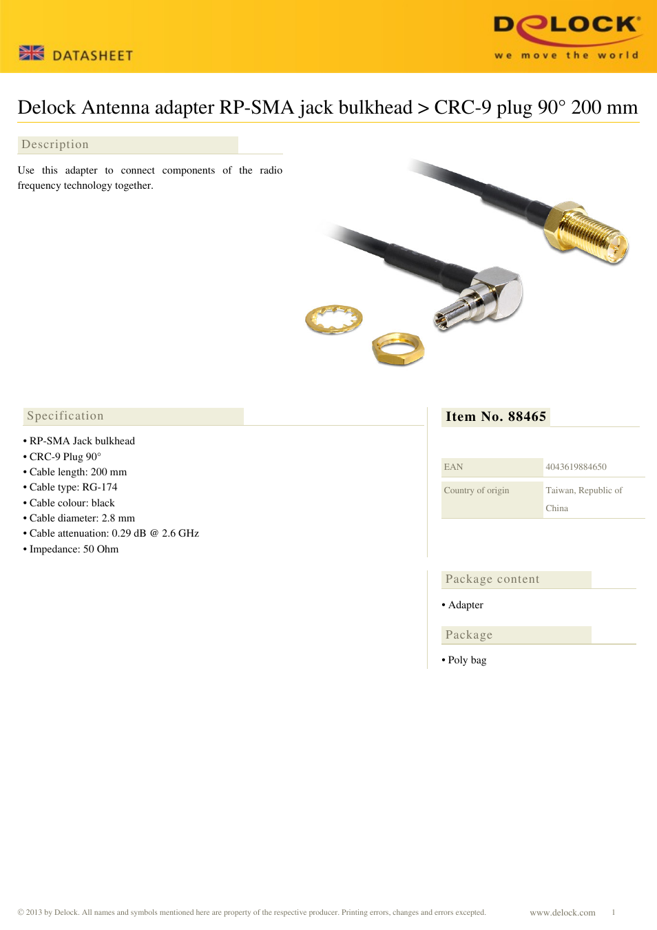 DeLOCK 88465 User Manual | 1 page