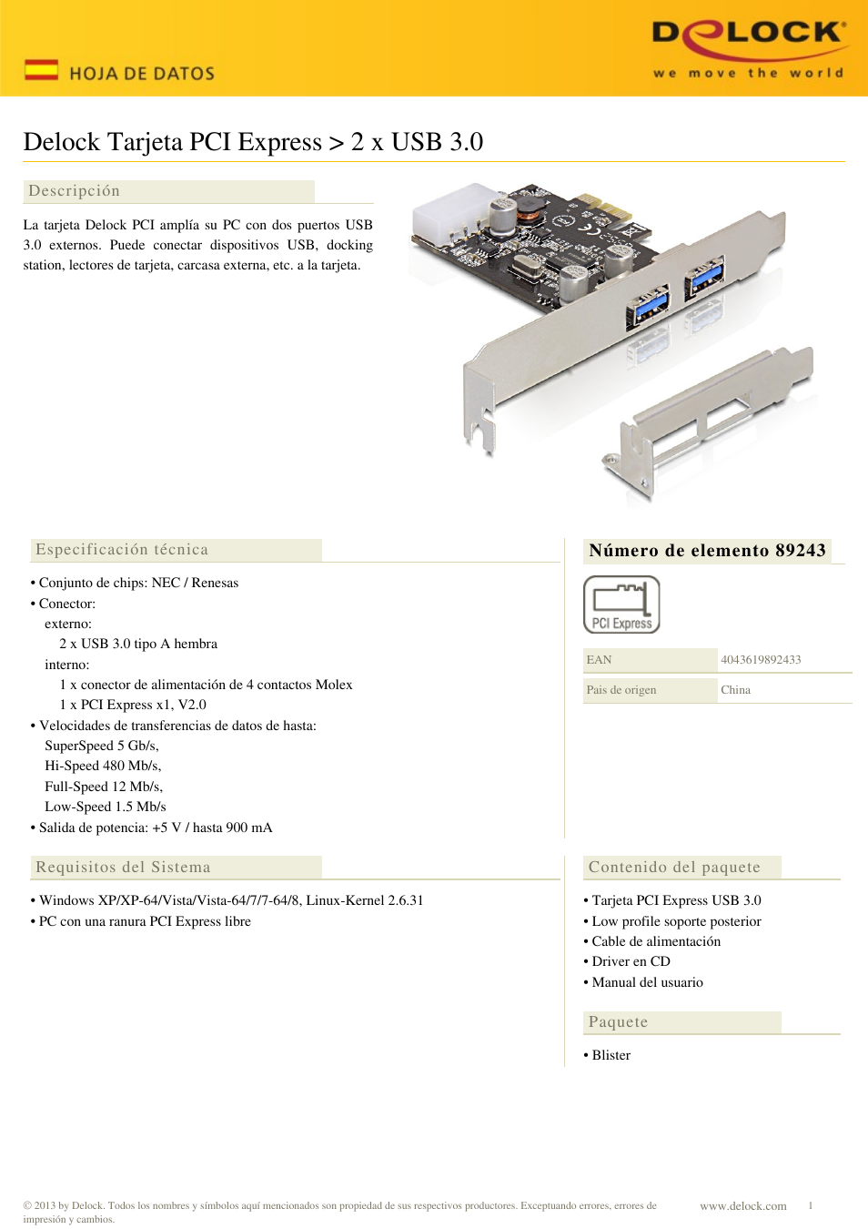 DeLOCK 89243 User Manual | 2 pages