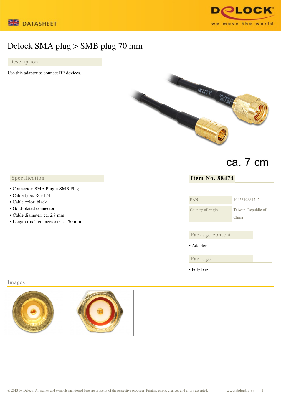 DeLOCK 88474 User Manual | 1 page