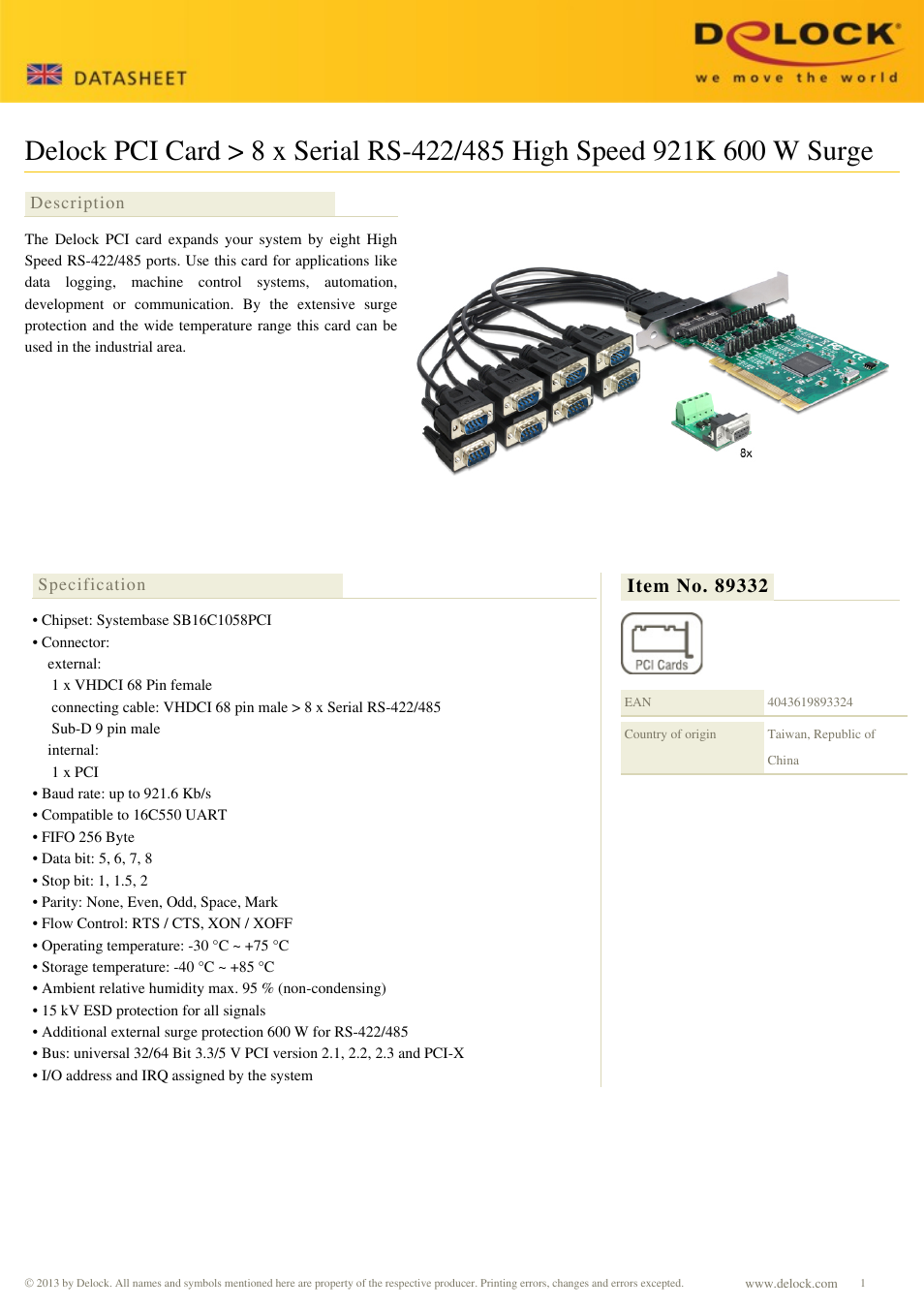 DeLOCK 89332 User Manual | 2 pages