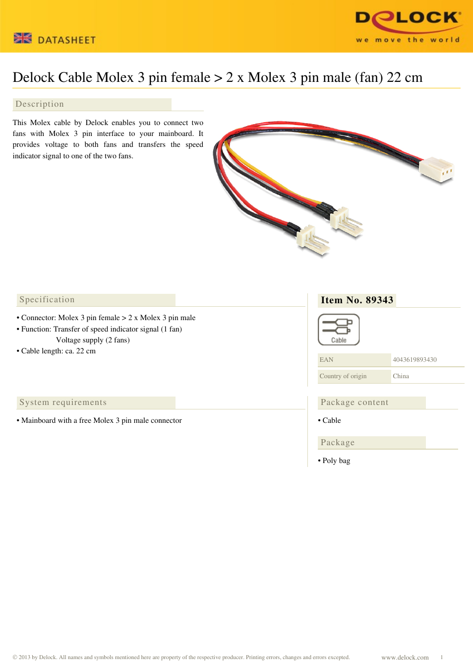 DeLOCK 89343 User Manual | 1 page