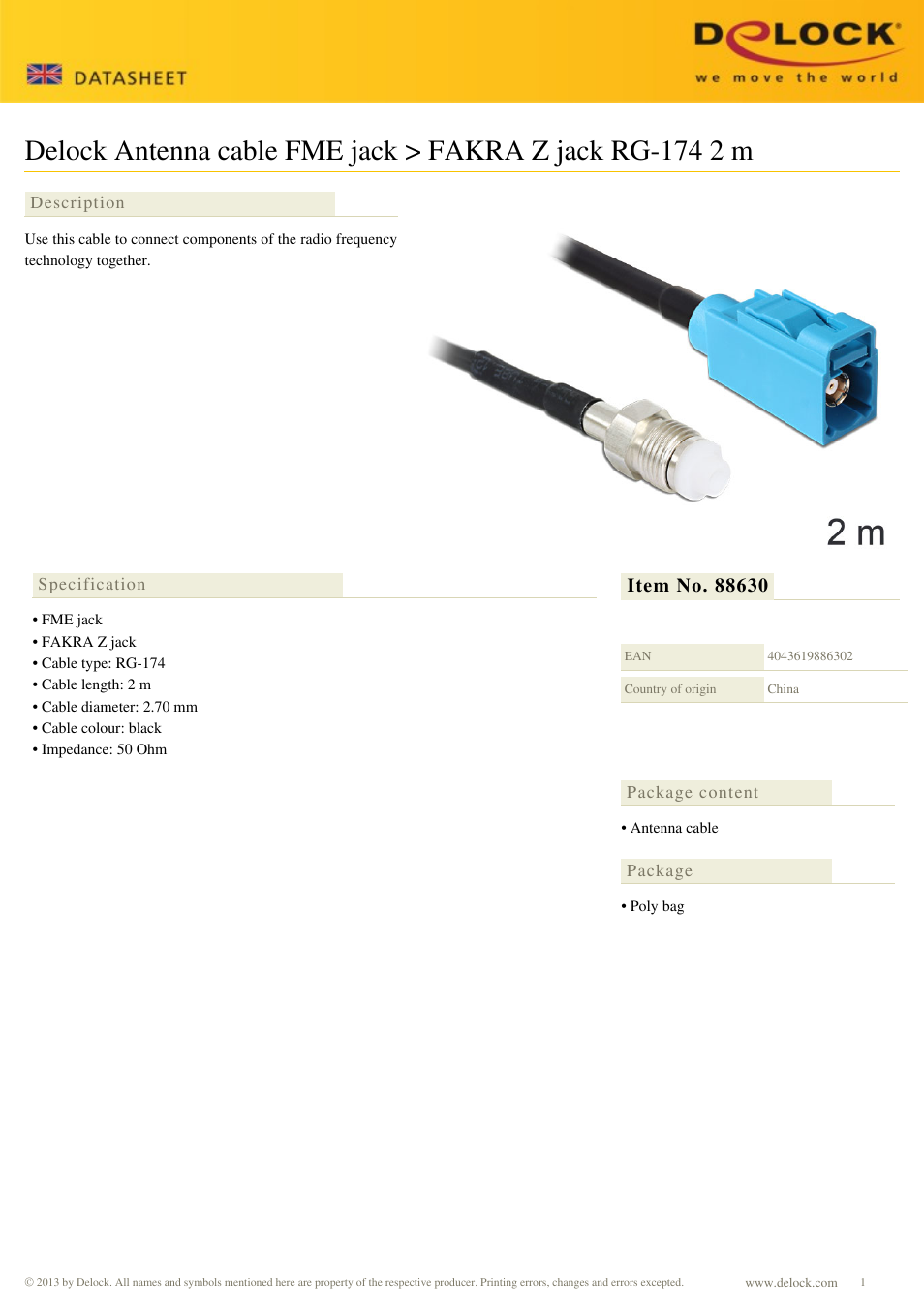 DeLOCK 88630 User Manual | 1 page