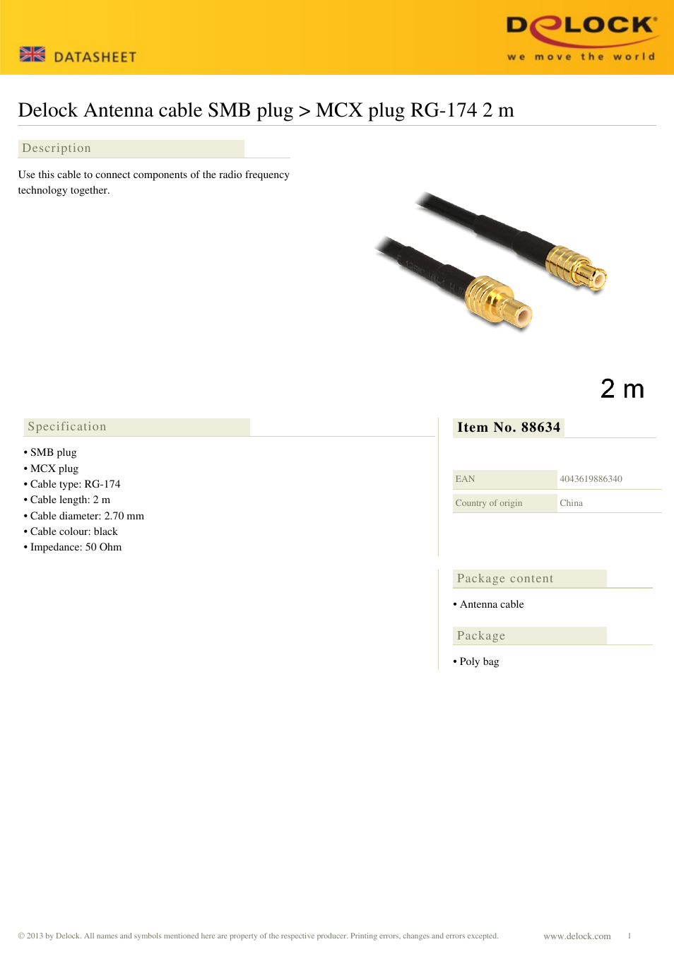 DeLOCK 88634 User Manual | 1 page
