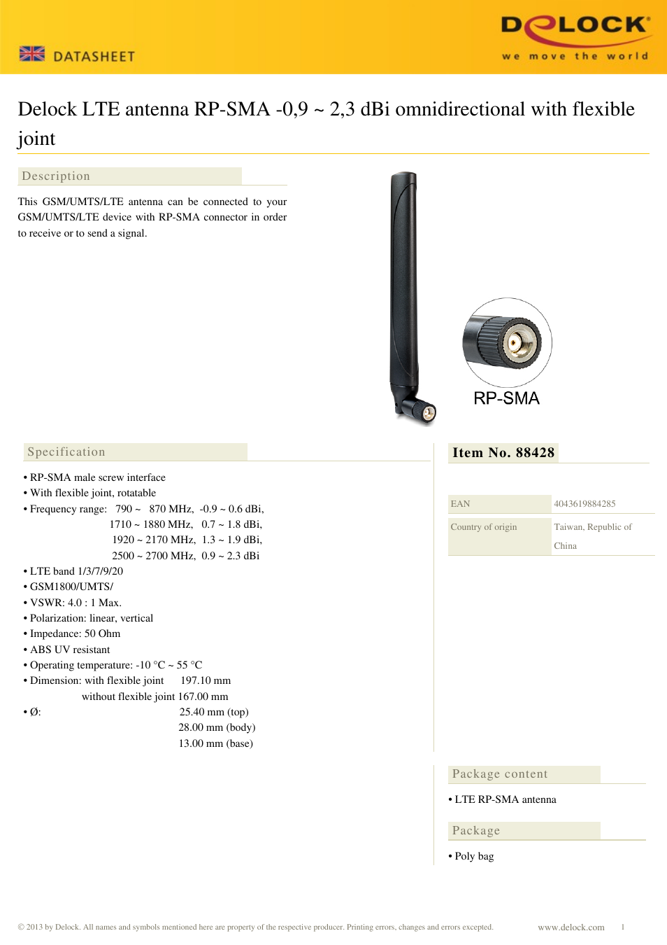DeLOCK 88428 User Manual | 1 page
