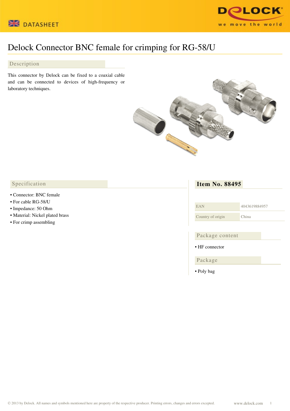 DeLOCK 88495 User Manual | 1 page