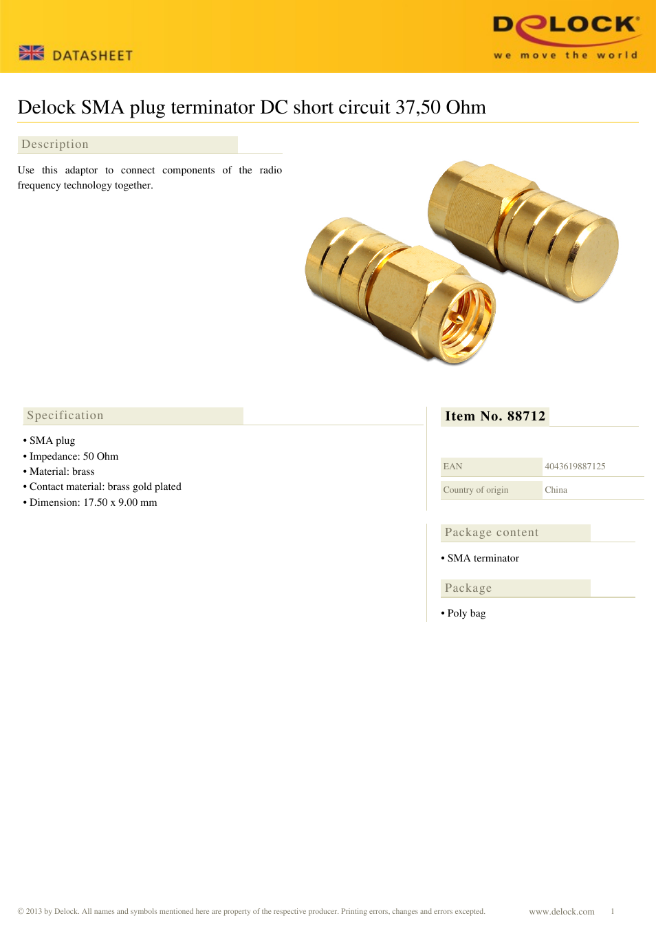 DeLOCK 88712 User Manual | 1 page