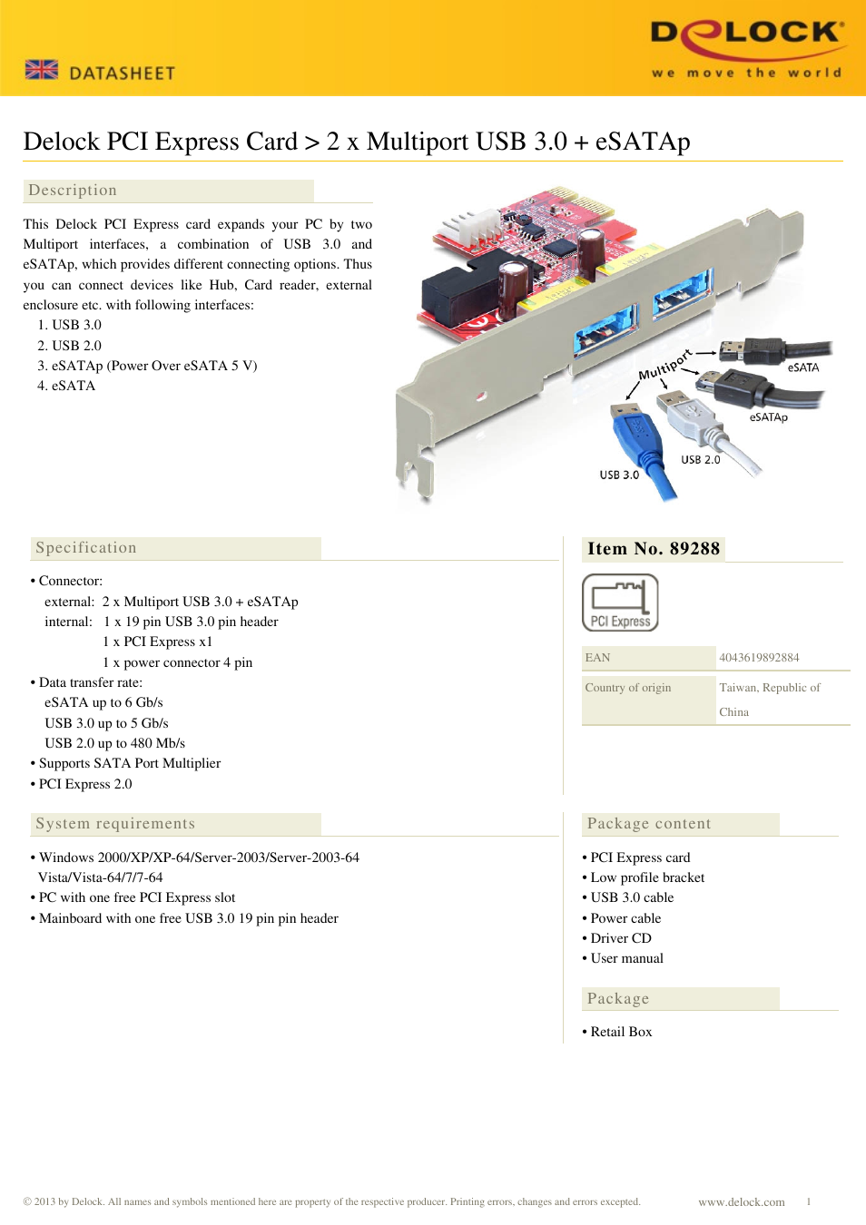 DeLOCK 89288 User Manual | 2 pages