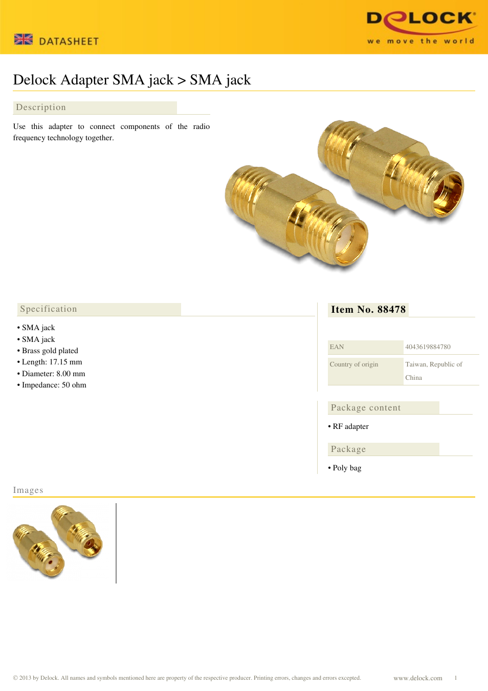 DeLOCK 88478 User Manual | 1 page