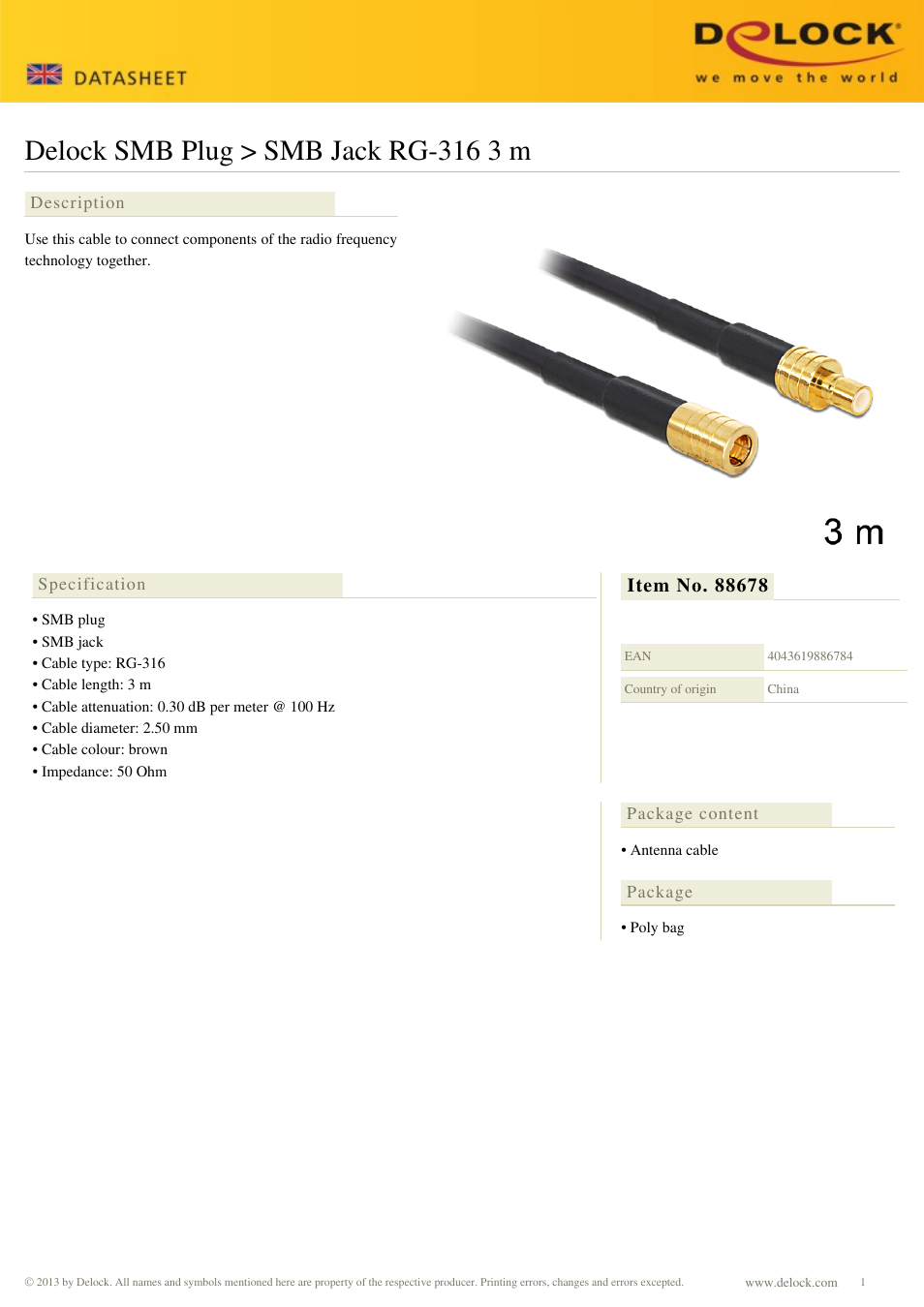 DeLOCK 88678 User Manual | 1 page