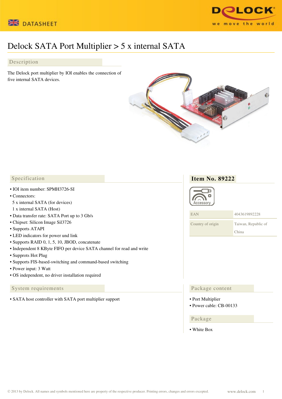 DeLOCK 89222 User Manual | 1 page