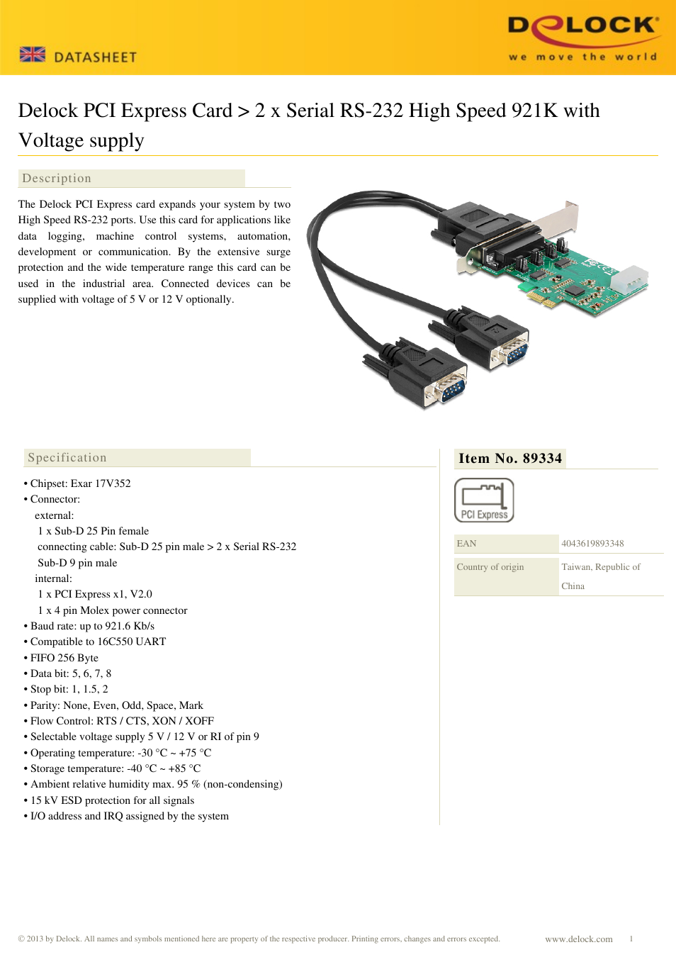 DeLOCK 89334 User Manual | 2 pages