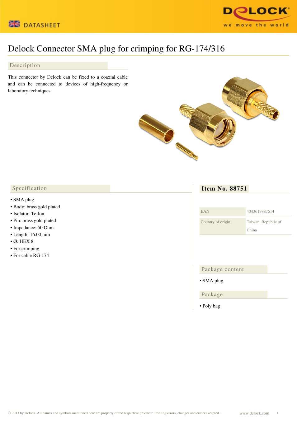 DeLOCK 88751 User Manual | 1 page