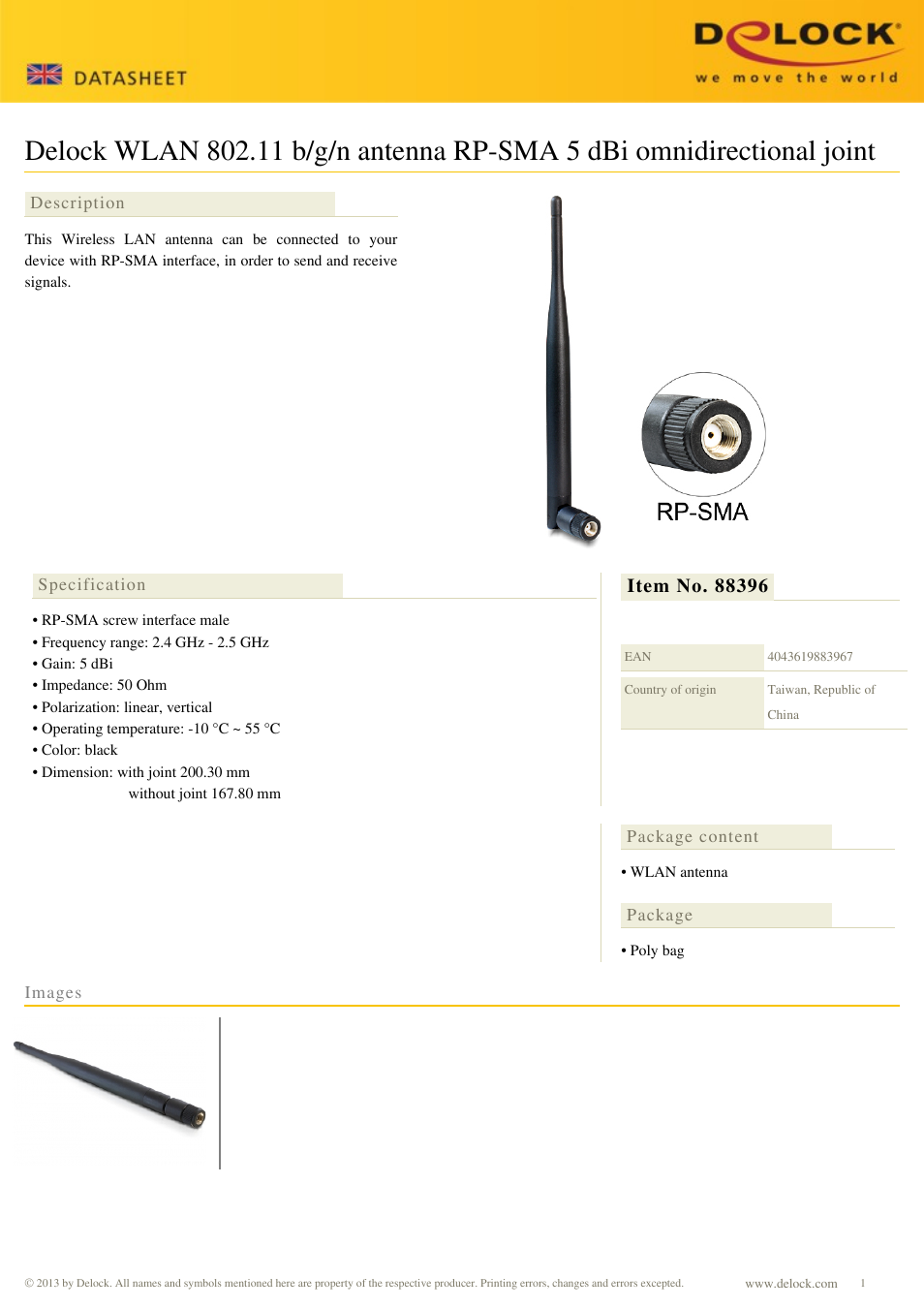 DeLOCK 88396 User Manual | 1 page