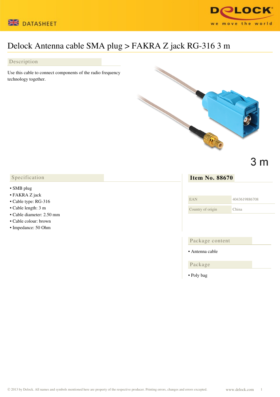 DeLOCK 88670 User Manual | 1 page