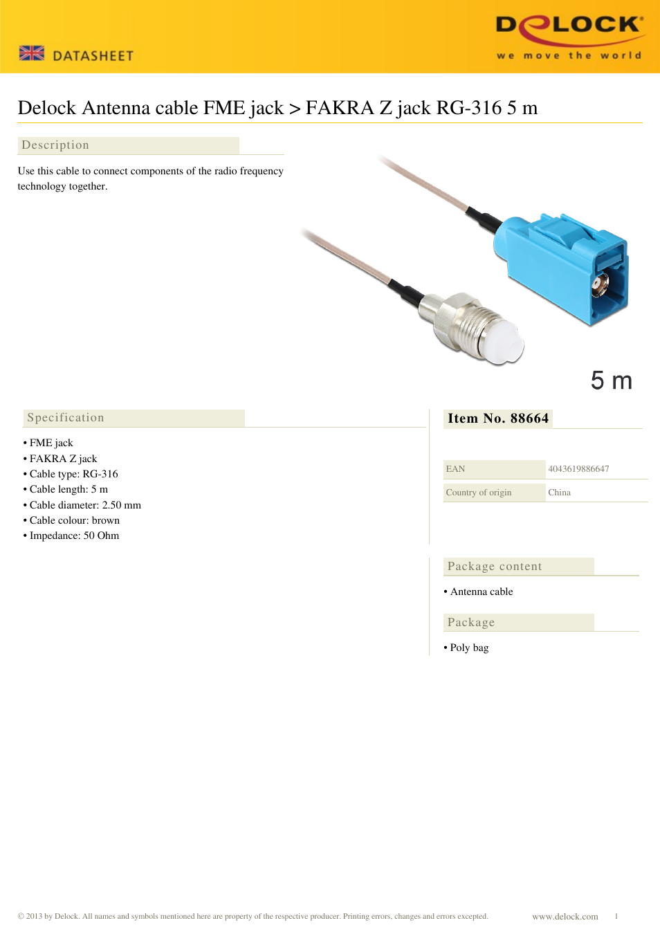 DeLOCK 88664 User Manual | 1 page