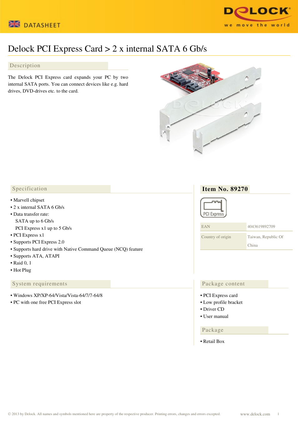 DeLOCK 89270 User Manual | 2 pages