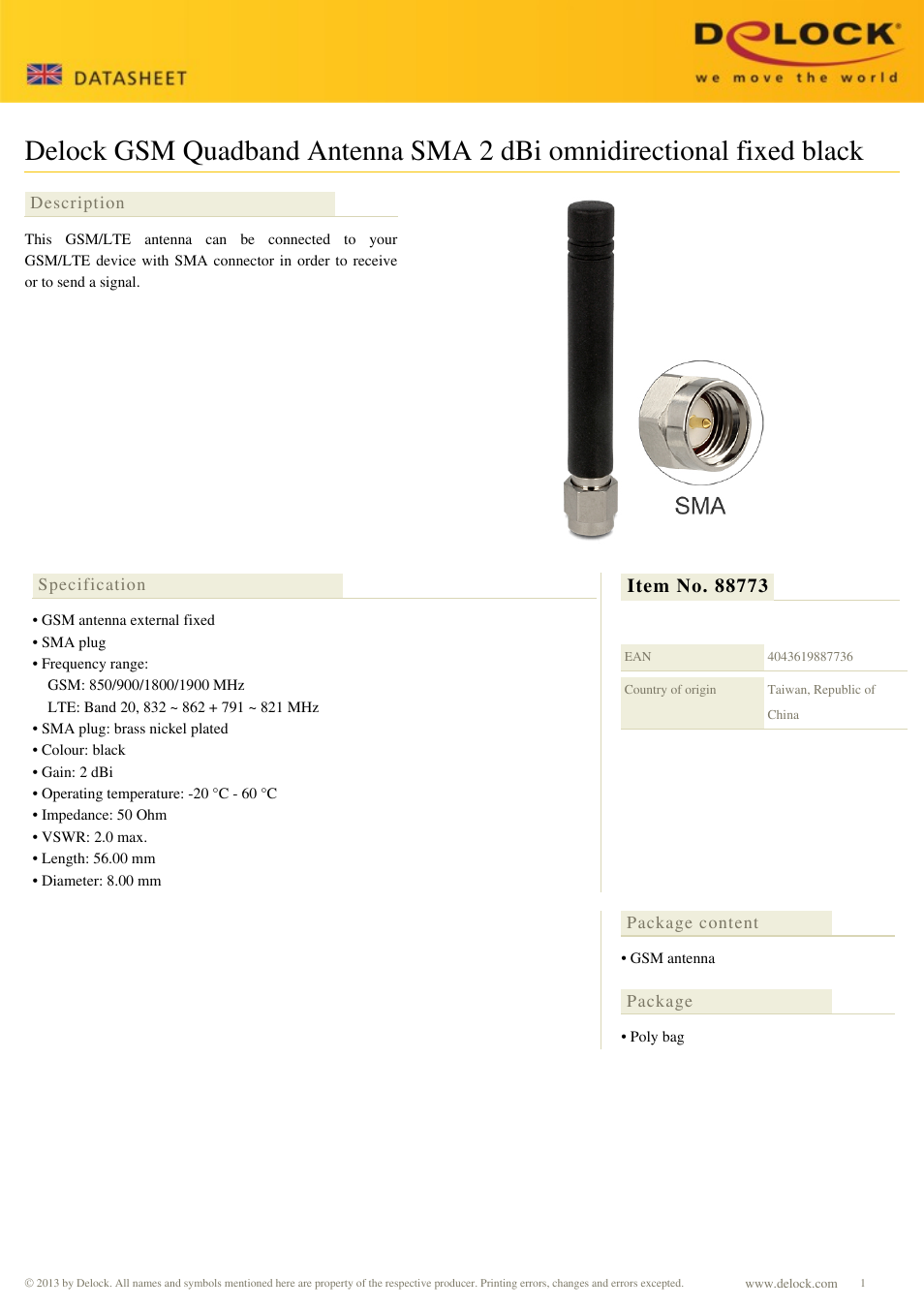 DeLOCK 88773 User Manual | 1 page