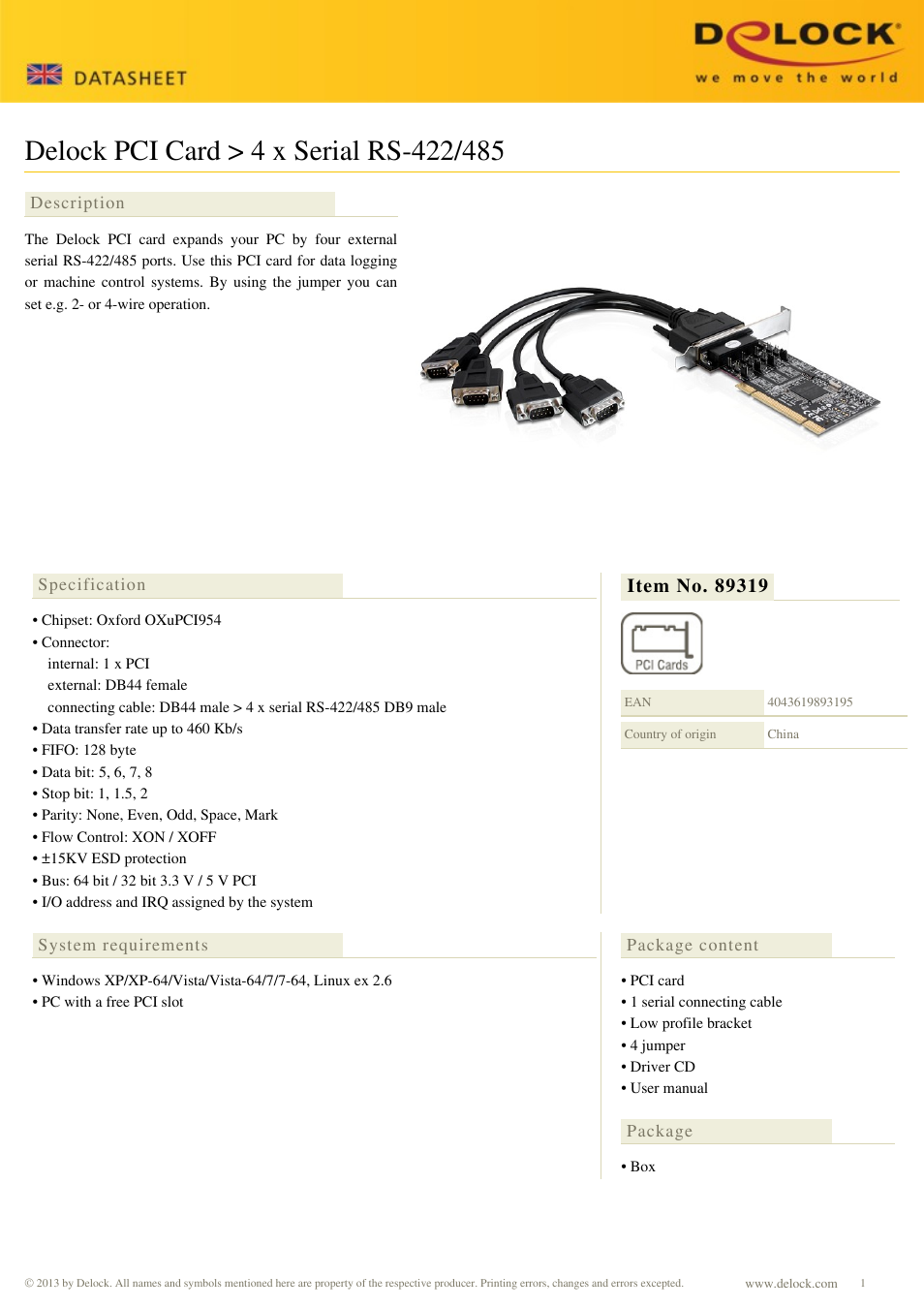 DeLOCK 89319 User Manual | 2 pages