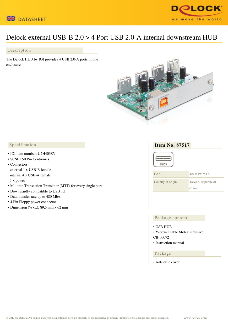 DeLOCK 87517 User Manual | 1 page