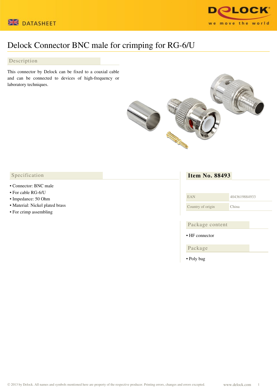 DeLOCK 88493 User Manual | 1 page