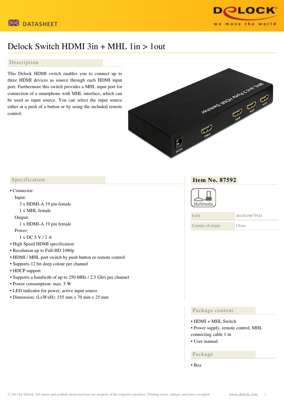 DeLOCK 87592 User Manual | 2 pages