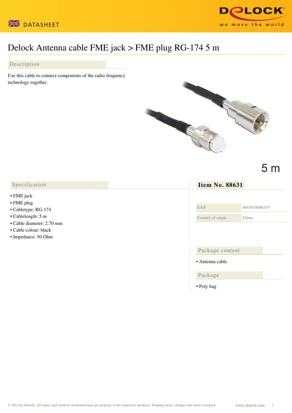 DeLOCK 88631 User Manual | 1 page