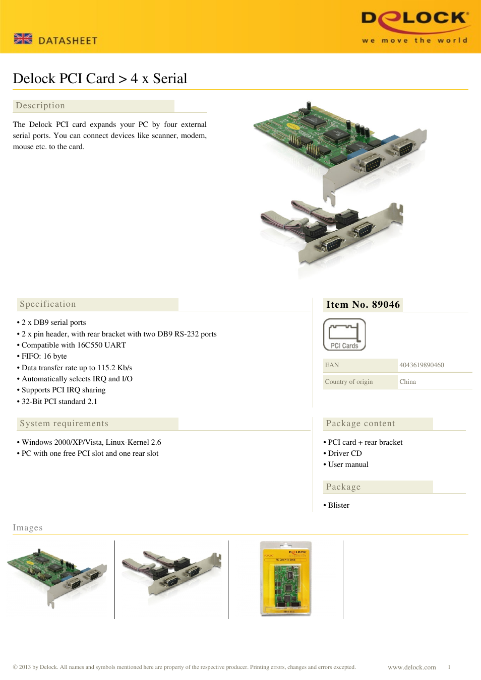 DeLOCK 89046 User Manual | 1 page