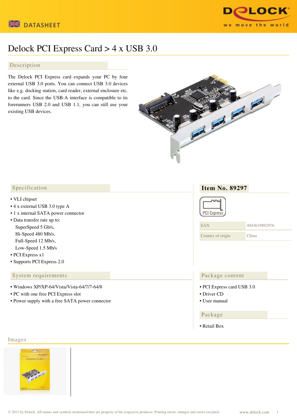 DeLOCK 89297 User Manual | 1 page