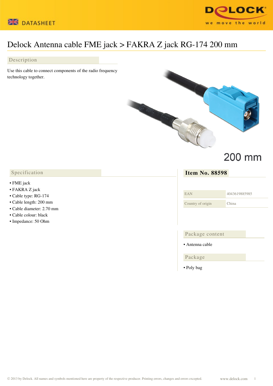 DeLOCK 88598 User Manual | 1 page