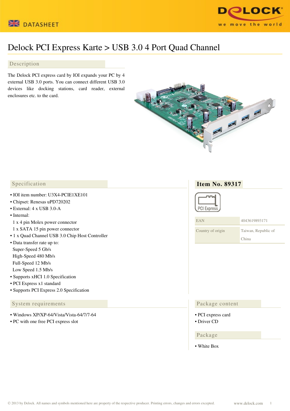 DeLOCK 89317 User Manual | 1 page