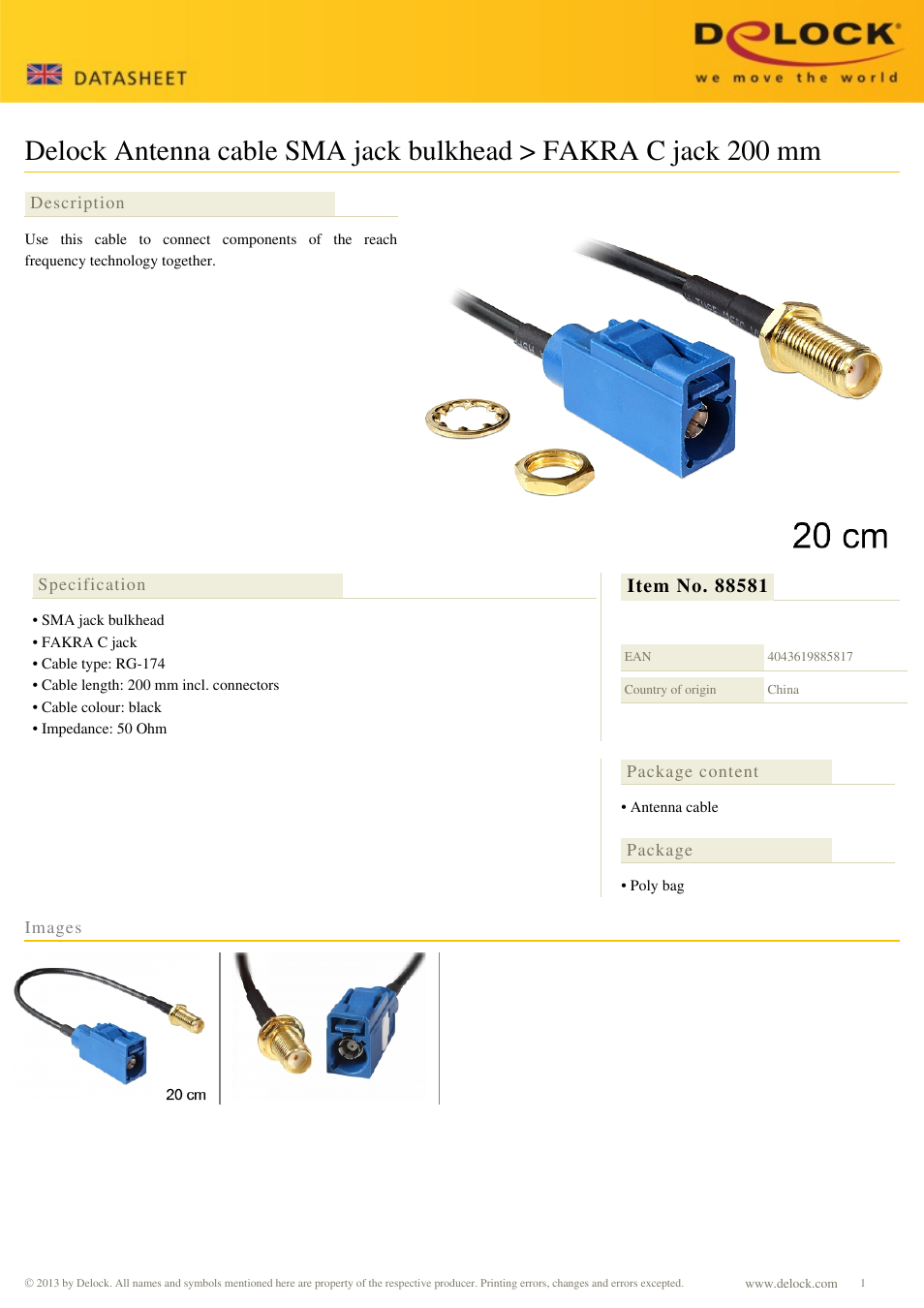 DeLOCK 88581 User Manual | 1 page