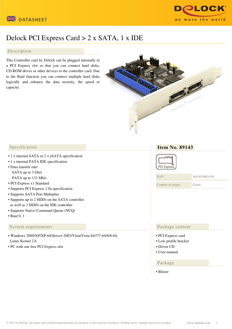 DeLOCK 89143 User Manual | 1 page