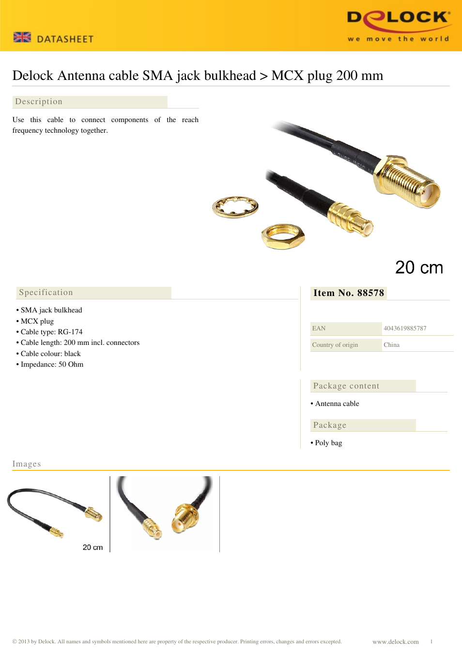 DeLOCK 88578 User Manual | 1 page