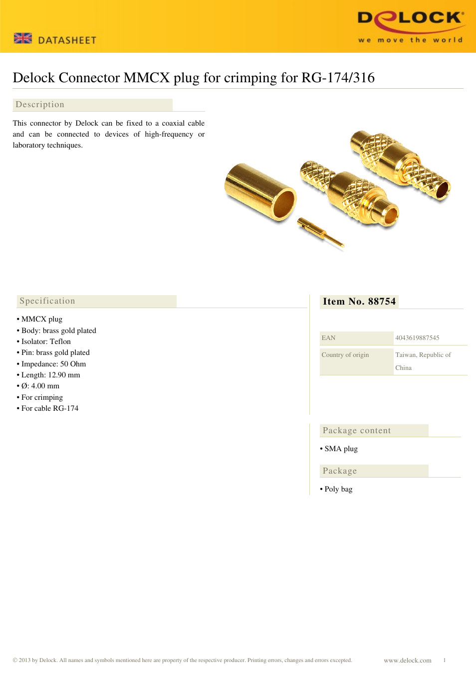 DeLOCK 88754 User Manual | 1 page