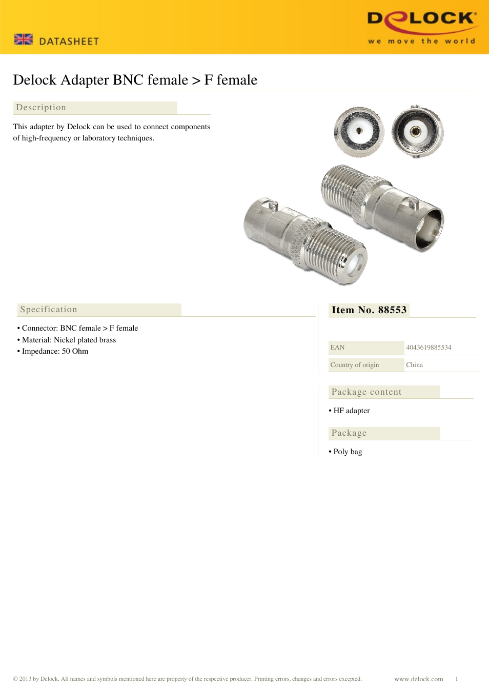 DeLOCK 88553 User Manual | 1 page