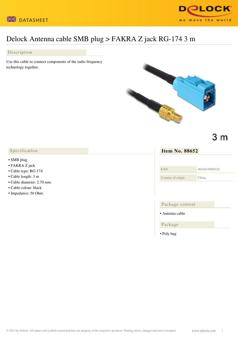 DeLOCK 88652 User Manual | 1 page