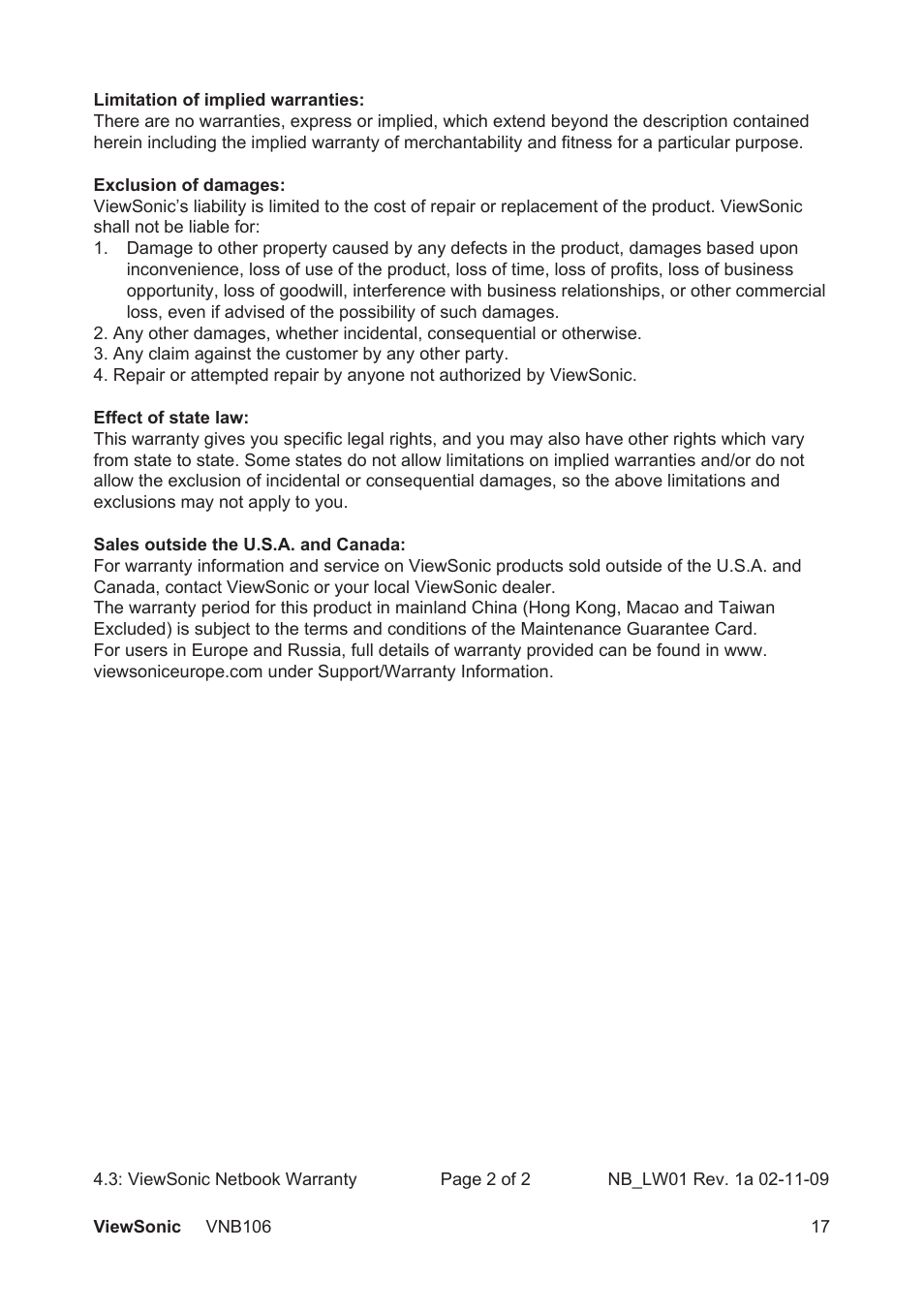 VIEWSONIC VNB106 User Manual | Page 23 / 24