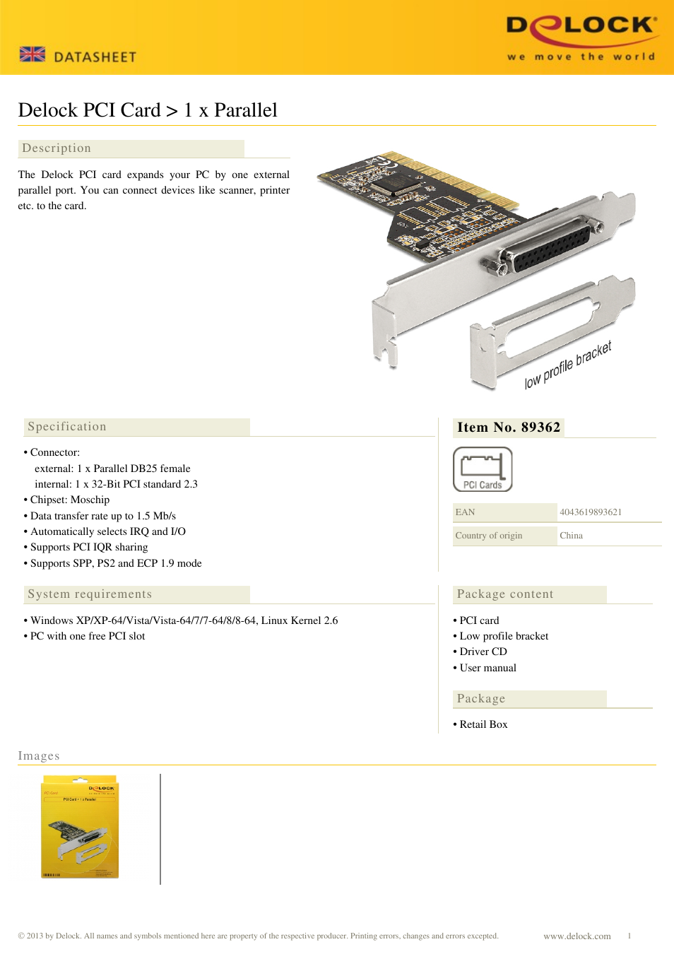 DeLOCK 89362 User Manual | 1 page