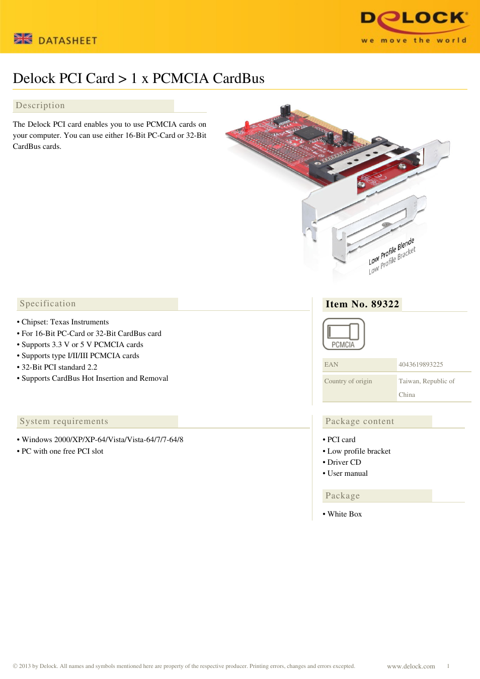 DeLOCK 89322 User Manual | 1 page