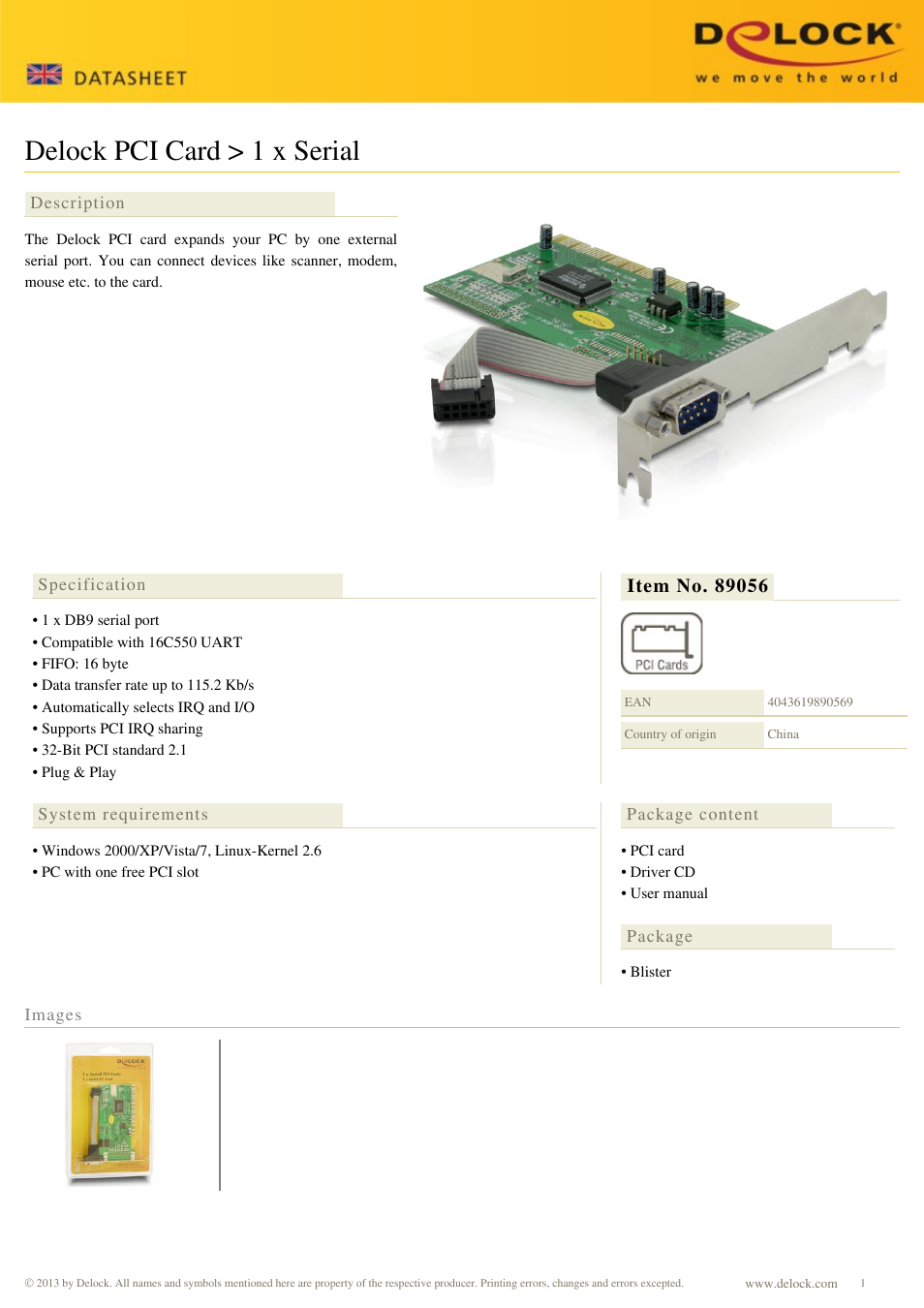 DeLOCK 89056 User Manual | 1 page