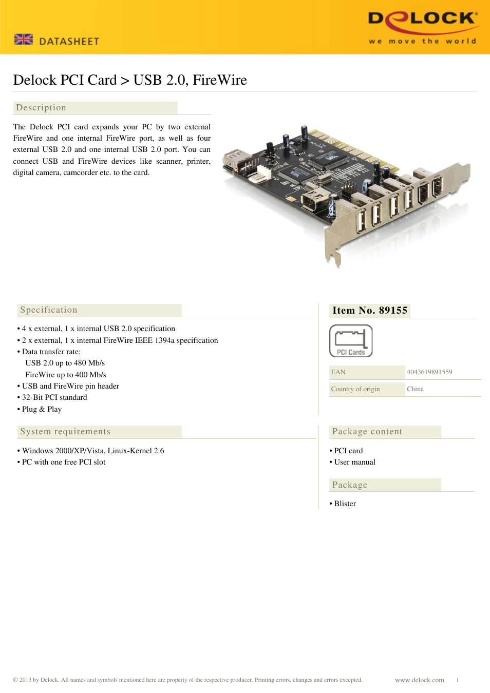 DeLOCK 89155 User Manual | 1 page