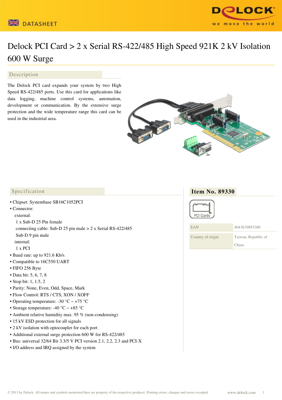 DeLOCK 89330 User Manual | 2 pages