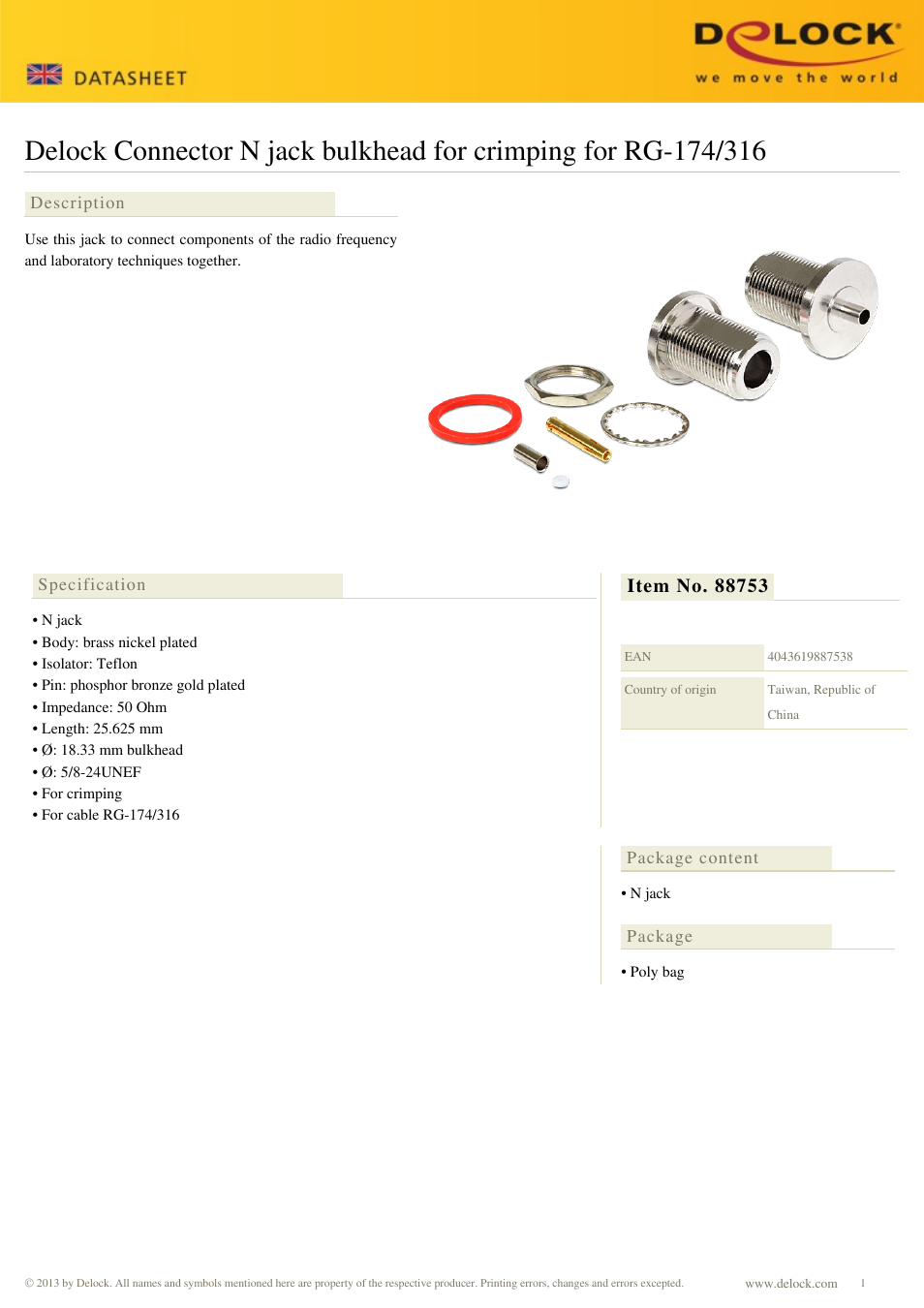 DeLOCK 88753 User Manual | 1 page