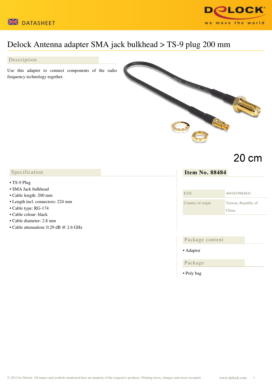 DeLOCK 88484 User Manual | 1 page