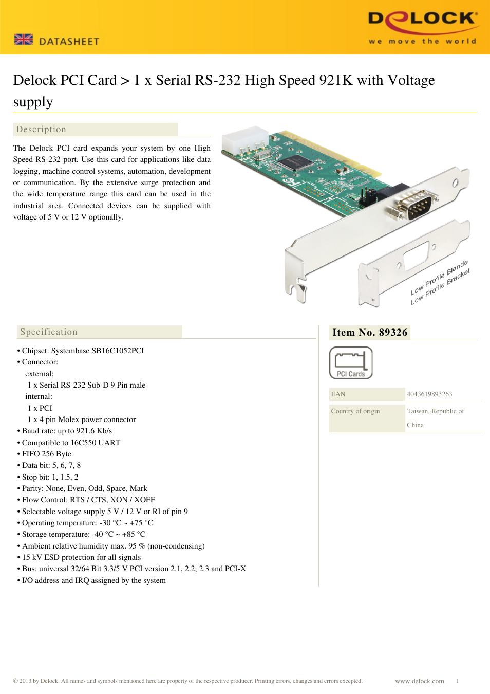 DeLOCK 89326 User Manual | 2 pages