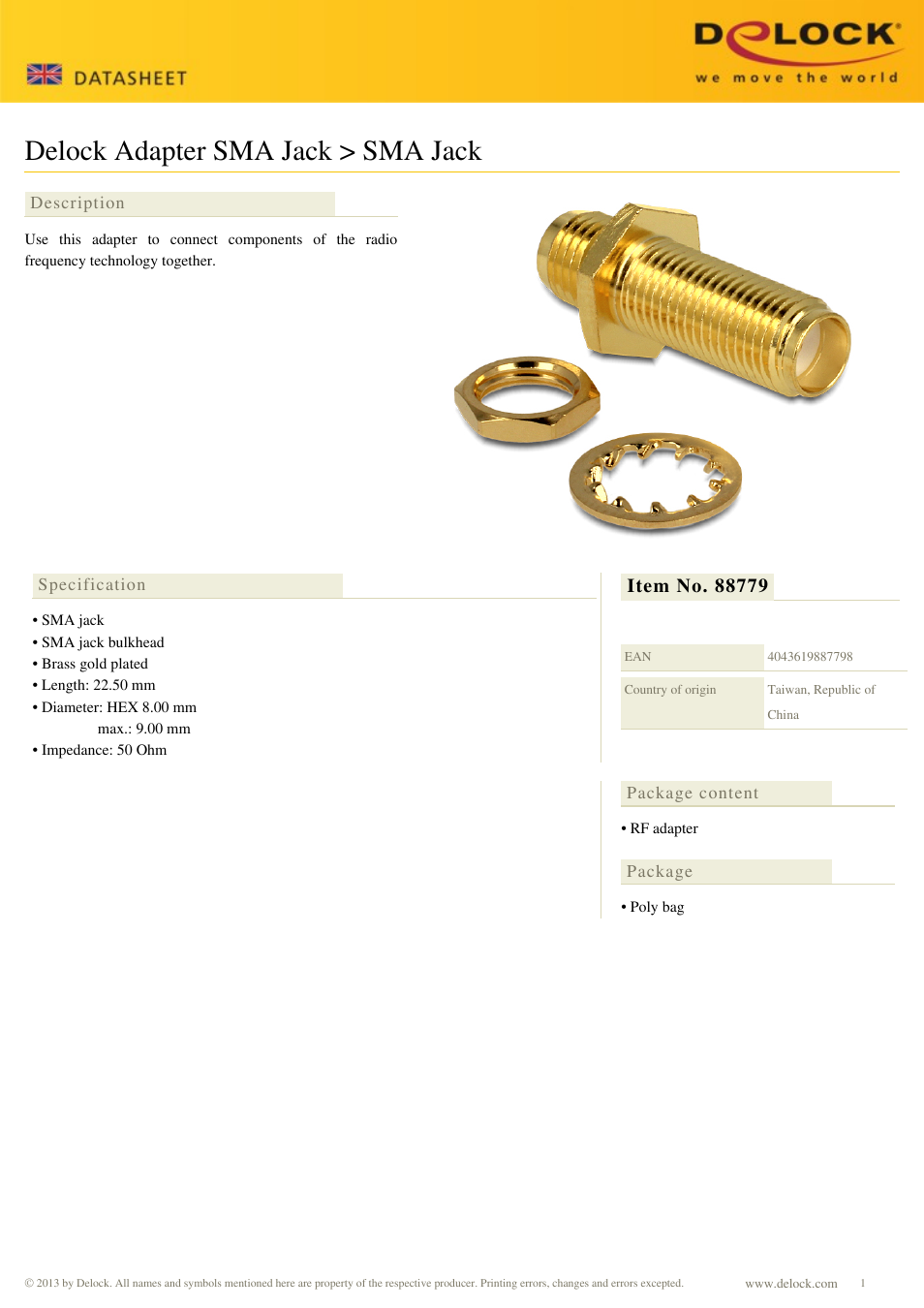 DeLOCK 88779 User Manual | 1 page