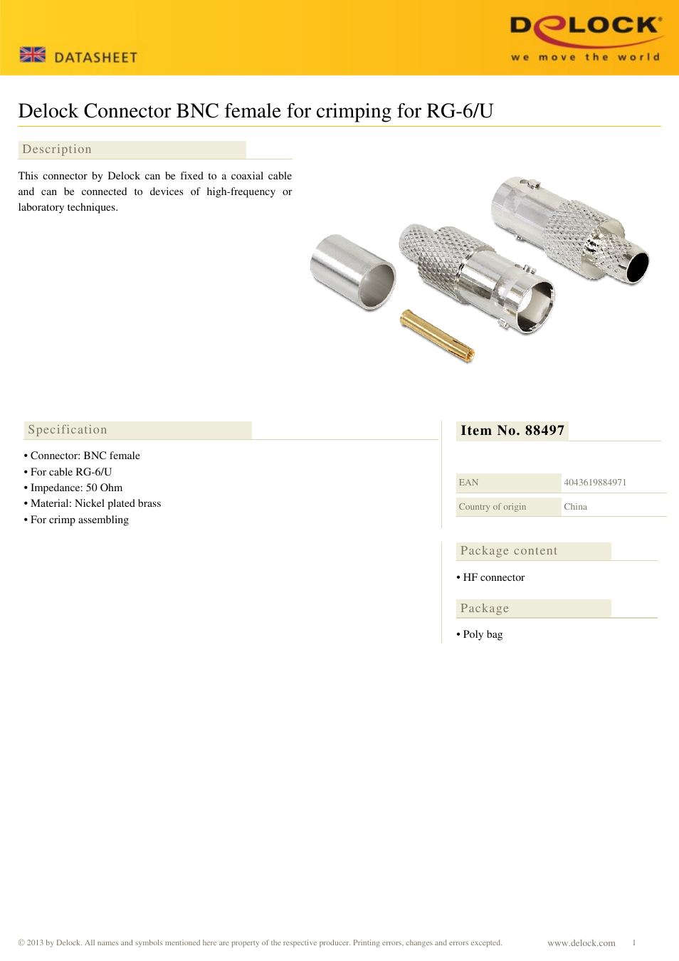 DeLOCK 88497 User Manual | 1 page