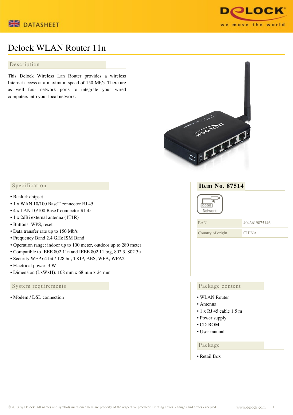 DeLOCK 87514 User Manual | 2 pages